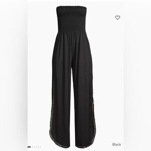Peixoto Black Strapless Wide-Leg Jumpsuit